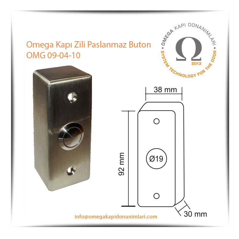 Omega Kapı Zili Paslanmaz Buton OMG 09-04-10